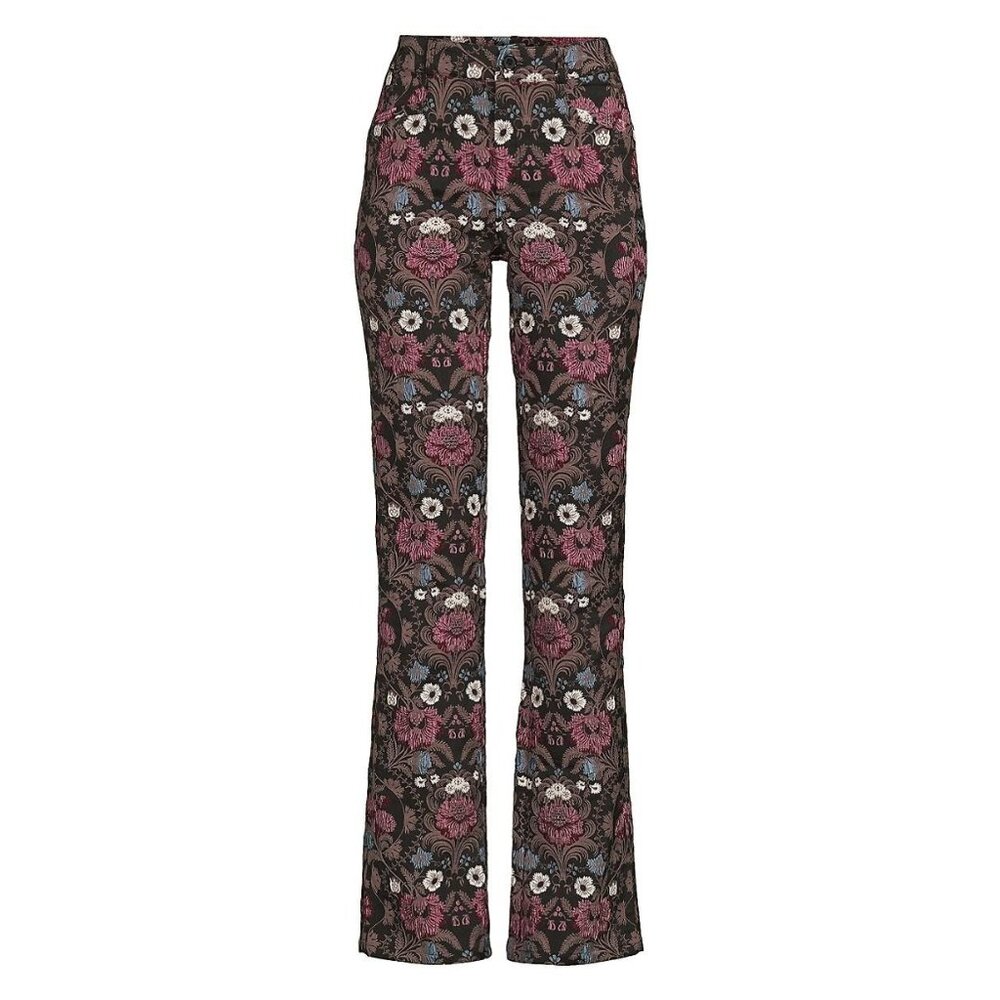 PAIGE Naomi Floral Jacquard Flare Dress Pant NWT - Picture 4 of 13